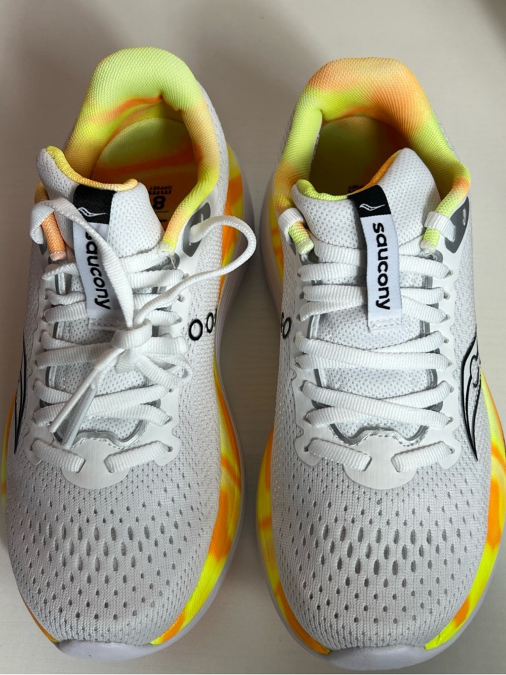 Saucony Women's White & Neon Yellow Incredirun Athletic Running Shoes - Picture 8 of 10